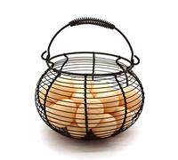 CVHOMEDECO. Rustic Wire Egg Basket with swimming Handle Primitives Vintage Gathering Basket. Rusty