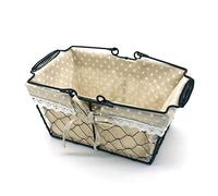 CVHOMEDECO. Wall Mounted Chicken Wire Storage Basket Country Hanging Wire Bin Organizer for Kitchen, Pantry, Closets, Bedroom and Bathroom, Rusty, 9.5 x 4 x 7.13 Inch