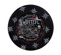 CVHOMEDECO. Winter Decorative Plate Primitives Distressed Round Christmas Display Wooden Plate Home Décor Art, 9.75 Inch
