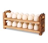 CVHOMEDECO. Wooden Egg Holder Fresh Egg Holders Countertop Firewood Egg Collecting Rack for Gathering Fresh eggs, Stackable with 24 eggs, Home Kitchen Organizer, Set of 2 PCS