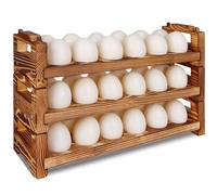 CVHOMEDECO. Wooden Egg Holder Fresh Egg Holders Countertop Firewood Egg Collecting Rack for Gathering Fresh eggs, Stackable with 36 eggs, Home Kitchen Organizer, Set of 3 PCS