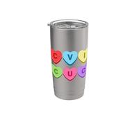 CVICUC Letters Colorful Message Hearts Design Stainless Steel Insulated Tumbler