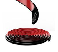 CVILL RV Rain Gutter PVC Plastic Drip Guides for Cars Vans Caravans Roof Rainwater Diversion Strips Flexible J Shaped Decorative Moldings 16ft Black