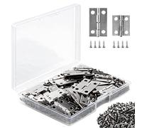 CVIUYO 60 Pcs Small Silver Mini Hinges for Jewelry Box, Wooden Crafts, Cabinet Door, Box with 260 Pcs 0.7 Inch Replacement Screws
