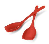 CVIUYO Red Silicone Spatula Cooking Spoon, 3-in-1 Silicone Kitchen Spoon, Heat Resistant Nonstick Solid Spoon with Deep Groove and Measurement Mark for Frying, Serving Soup and Rice