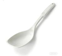CVIUYO Silicone Spatula Cooking Spoon, 3-in-1 Silicone Kitchen Spoon, Heat Resistant Nonstick Solid Spoon with Deep Groove and Measurement Mark for Frying, Serving Soup and Rice (White)