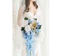 CVJdfhRE bridal bouquet， 9.8 Inch for Bride Dusty Blue, Artificial Orchids Bridal Bouquet, Drop Shape for the Wedding Ceremony Anniversary