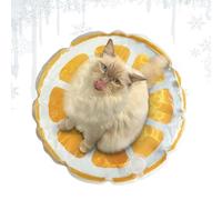 CVJdfhRE cooling mat, Pet Cooling Mat - Cute Water Sensory Pad for Puppy,Foldable Leakproof Round Dog and Cat with Fruit Pattern(Orange)