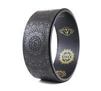 CVJdfhRE Mandala Pattern Natural Cork Yoga Auxiliary Wheel Massage Back Bend Artifact Pilates Circle(Black flower)