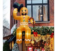 Cvkwe 10FT Christmas Inflatables Gingerbread Man Decorations 300cm, Climbing Giant Inflatable Christmas Decorations Outdoor with LED, Blow Up Xmas Inflatable Outdoor for Roof Garden Lawn Yard Decor