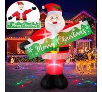 Cvkwe 6FT Christmas Inflatables Outdoor Decoration, Standing inflatable santa Christmas Decorations with LED and Removable Banner, Xmas Decorations for Indoors Yard Xmas Holiday Garden Lawn Decor