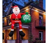 Cvkwe 8FT Christmas Inflatables Outdoor Decorations, Climbing Santa Claus Inflatable Christmas Decorations outdoor with LED, Blow Up Santa Outdoor Xmas Decoration for Yard Garden Roof Lawn Decor