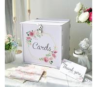 Cvkwe White Wedding Card Box with Lock, PVC Money Gift Box for Reception, Wedding Post Boxes for Cards Party Honeymoon Fund Reception Anniversary Bridal Baby Shower