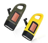 CVMGO 2PCS Wind Up Portable Camping Torch Multi Function Solar Hand Crank Flashlight Emergency Power Outdoor Lighting Generator Dynamo Solar Flashlight for Climbing and Hiking [Energy Class A]