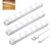 CVMGO 3PCS Under Cabinet Kitchen Light 6500k 3W Two White Light Adjustment 120° 90lm Wide-Angle Sensing Magnetic Auto On/Off 39LEDS Motion Sensor Lamp for Kitchen Closet Stair Hallway[Energy Class A]