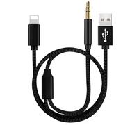 CVMGO Aux Cable with USB Charger in Car for 14/14 Pro/14Pro Max/13/13 Pro/12/12 Pro/11 Pro/11/Xs/XR/X/8/7 2 in 1 3.5mm Stereo Headphone Jack Audio Cord Adapter Braided Nylon Music Speaker Lead