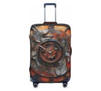 Cvnbmakk Clock Gear Print Travel Luggage Cover, Waterproof And Dustproof Protective Cover For 18-32 Inch Suitcases, White, L