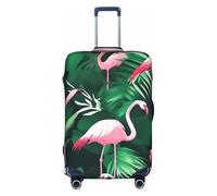 Cvnbmakk Flamingo Bird Green Leaf Print Travel Luggage Cover, Waterproof And Dustproof Protective Cover For 18-32 Inch Suitcases, White, M