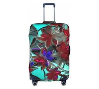 Cvnbmakk Flower Stained Glass Print Travel Luggage Cover, Waterproof And Dustproof Protective Cover For 18-32 Inch Suitcases, White, M