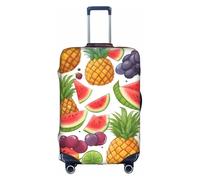 Cvnbmakk Fresh Juicy Fruits Pineapple Berries Grape Orange Print Travel Luggage Cover, Waterproof And Dustproof Protective Cover For 18-32 Inch Suitcases, White, L