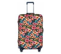 Cvnbmakk Hawaii Tropical Flower Print Travel Luggage Cover, Waterproof And Dustproof Protective Cover For 18-32 Inch Suitcases, White, M
