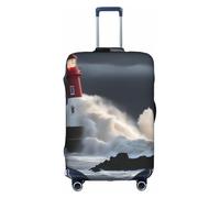 Cvnbmakk Lighthouse In Storm Print Travel Luggage Cover, Waterproof And Dustproof Protective Cover For 18-32 Inch Suitcases, White, S