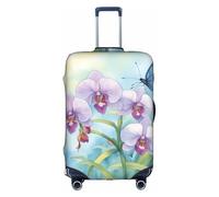Cvnbmakk Orchid Flower Butterfly Soft Fresh Spring Print Travel Luggage Cover, Waterproof And Dustproof Protective Cover For 18-32 Inch Suitcases, White, S