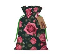 Cvnbmakk Rose Skull Eyes Christmas Drawstring Gift Bags Large And Medium Non Woven Tote Bags Are Perfect For Holiday Parties