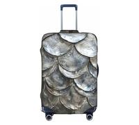 Cvnbmakk Silver Fish Scale Print Travel Luggage Cover, Waterproof And Dustproof Protective Cover For 18-32 Inch Suitcases, White, M
