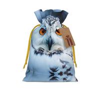 Cvnbmakk Snowy Owl Eyes Christmas Drawstring Gift Bags Large And Medium Non Woven Tote Bags Are Perfect For Holiday Parties