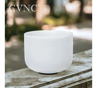 CVNC 11 Inch Chakra Frosted Quartz Crystal Singing Bowl for Yoga Meditation and Sound Healing Instruments with Free Mallet 432Hz D Note