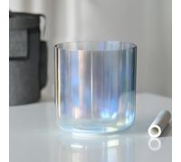 CVNC 432HZ 7 Inch C Note Root Chakra Boundless Celestia Color Clear Quartz Crystal Singing Bowl with Carry Case Bag for Sound Healing and Meditation