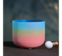 CVNC 440HZ 8 Inch Rainbow Colored G Note Throat Chakra Frosted Quartz Crystal Singing Bowl for Sound Healing and Meditation