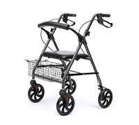 CVNIMV Walker with 4 Wheels, Walker for The Elderly and Handicapped, Folding Walking Frame, Brakes on The Handles, Walking Aid, Adjustable Height, Backrest, Seat Independence