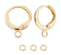 CVNRCLP 20Pcs Gold Plated Round Leverback Earring Hooks - 18K Gold French Ear Wires with Loop and Jump Ring for DIY Jewelry Making (14.5x11.5mm)