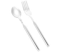 CVNRCLP 25.2" Extendable Stainless Steel Fork and Spoon Set - Telescopic Cutlery for BBQs, Fruits, and Dining - Retractable Long Fork and Spoon Extenders for Convenient Tableware