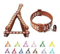 CVNRCLP Pawprint Design Adjustable Nylon Harness and Leash Set for Small Dogs, Puppies, Cats, and Kittens - Brown Color by Doggie Style Store