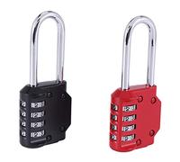 Cvoepobey 2 Pack Code Padlocks, 4 Digit Long Shackle Resettable Pad Lock for Outdoor Gate, Shed, Fence, Hasp Storage, Gym Locker