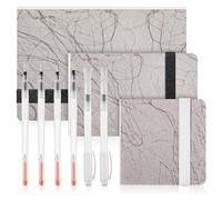 Cvoepobey 3 Pcs Watercolor Paper Sketchbook with 6 Pcs Watercolor Brush Pens 3 Size Watercolor Journal 300GSM Cotton Paper