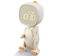 Cvoepobey Children'S Digital Alarm Clock, Three Alarms, Dinosaur Alarm Clock with Variable Shape, Snooze, Night Light Timer Beige