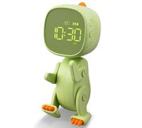 Cvoepobey Children'S Digital Alarm Clock, Three Alarms, Dinosaur Alarm Clock with Variable Shape, Snooze, Night Light Timer Green