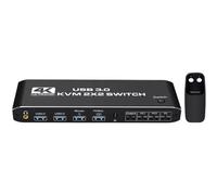 Cvoepobey KVM Dual Screen Switcher with 4K@60HZ High Resolution Switcher 3.5 Headphone Jack Audio and USB 3.0 Integration Easy Install