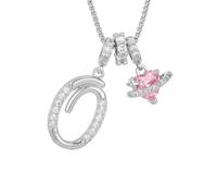 CVOPQBNY Colored Rose Heart Initial Necklace for Women, Classic Letter Name Pendant Necklace with Heart Gemstone, Gifts for family Mother Sister Wife (O)