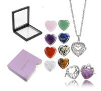 CVOPQBNY Heart Shaped Healing Necklace Set, Elegant Hollow Out Design, Retro Decoration, Wearing and Easy Removal, Ideal as a Spiritual Gift for Women and Teens