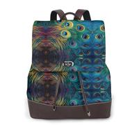 CVQBMBRDH Colored Peacock Women'S Leather Backpack â€“ Full/Single-Side Printed Design, Premium Genuine Metal Zipper, Spacious Multi-Compartment Bag For School, Travel, Work, Gym, & Gifts