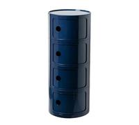 CVQJL Bedside Cabinet, Nordic Modern Bedside Cabinet with Drawers & Sliding Door - for Bedroom Round Bedside Table 2/3/4 Tier Plastic Nightstand Storage Unit Chest,Blue,4tier
