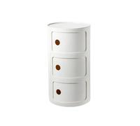 CVQJL Bedside Cabinet, Nordic Modern Bedside Cabinet with Drawers & Sliding Door - for Bedroom Round Bedside Table 2/3/4 Tier Plastic Nightstand Storage Unit Chest,White,3tier