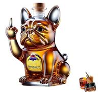 CVQJL Funny French Bulldog Whiskey Bottle, 3D Middle Finger French Bulldog Whiskey Decanter, Engraved Bulldog Shaped Whiskey Glasses, Unique Wine Decanter Gifts for Men Dad,Husband,Home Bar A type