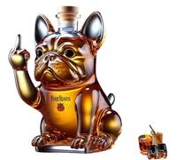 CVQJL Funny French Bulldog Whiskey Bottle, 3D Middle Finger French Bulldog Whiskey Decanter, Engraved Bulldog Shaped Whiskey Glasses, Unique Wine Decanter Gifts for Men Dad,Husband,Home Bar D Type