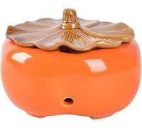 CVQJL Vintage Orange Ceramic Garlic Keeper, Small Jar with Lid, Ideal for Garlic, Spices, Candies, or Trinkets